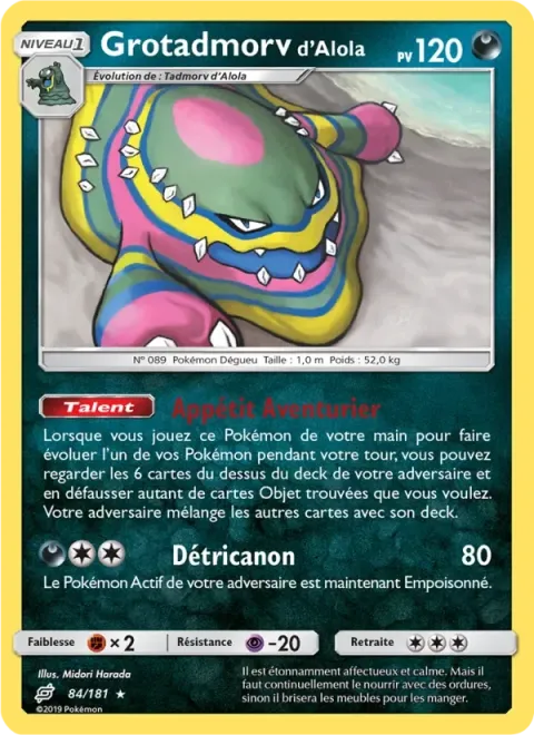 Carte Pokémon Grotadmorv d’Alola 084/181, extension Duo de Choc