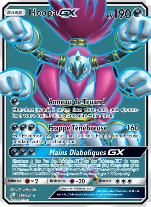 Carte Pokémon Hoopa GX 166/181, extension Duo de Choc