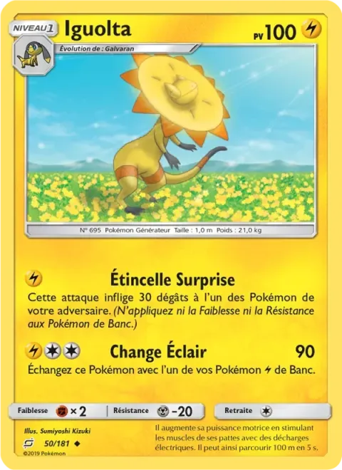 Carte Pokémon Iguolta 050/181, extension Duo de Choc