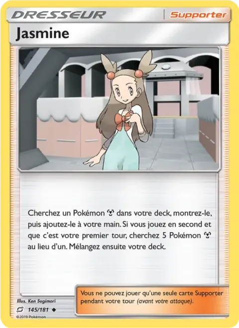 Carte Pokémon Jasmine 145/181, extension Duo de Choc