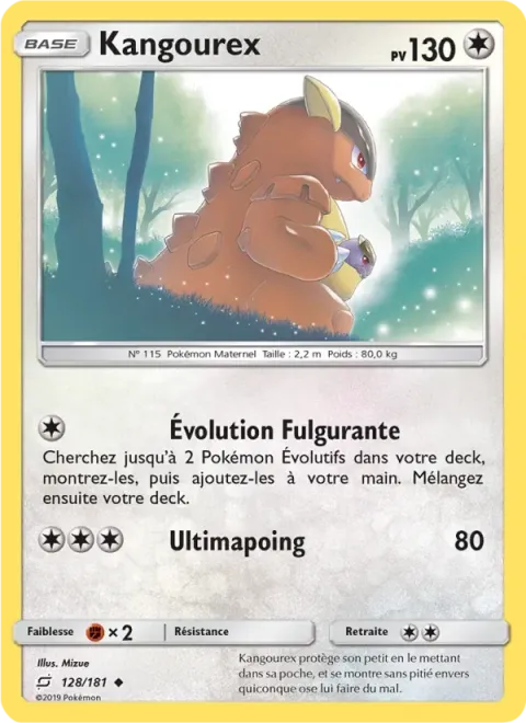 Carte Pokémon Kangourex 128/181, extension Duo de Choc