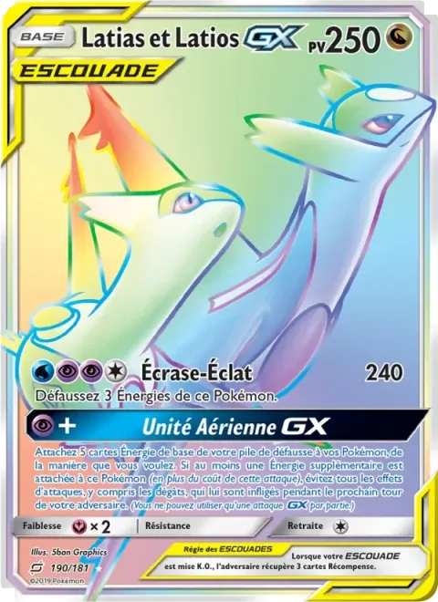 Carte Pokémon Latias et Latios GX 190/181, extension Duo de Choc