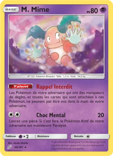 Carte Pokémon M. Mime 066/181, extension Duo de Choc