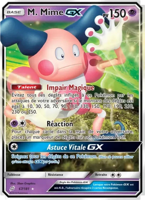 Carte Pokémon M. Mime GX 067/181, extension Duo de Choc