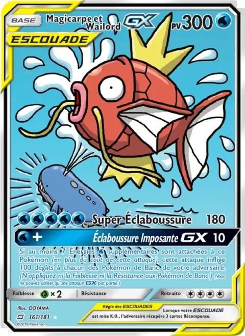 Carte Pokémon Magicarpe et Wailord GX 161/181, extension Duo de Choc