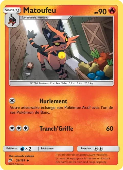 Carte Pokémon Matoufeu 021/181, extension Duo de Choc