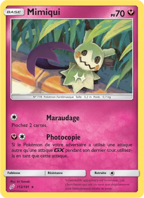 Carte Pokémon Mimiqui 112/181, extension Duo de Choc