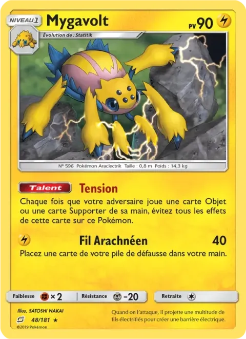 Carte Pokémon Mygavolt 048/181, extension Duo de Choc