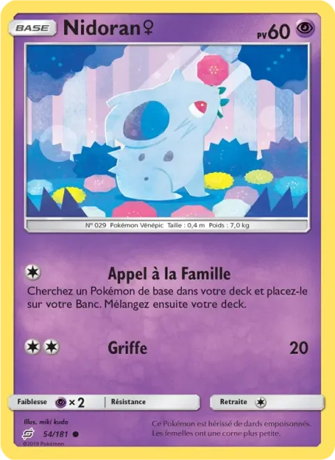 Carte Pokémon Nidoran♀ 054/181, extension Duo de Choc