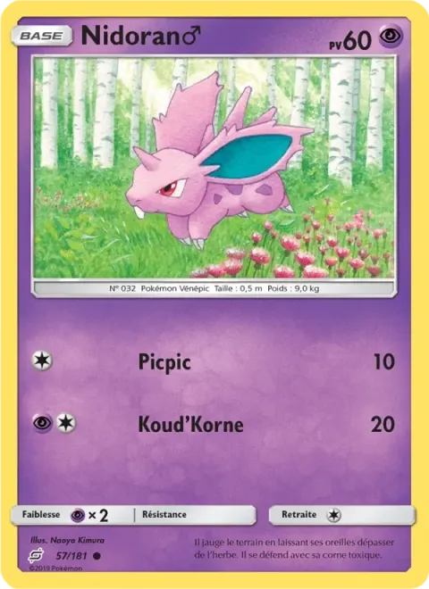 Carte Pokémon Nidoran♂ 057/181, extension Duo de Choc