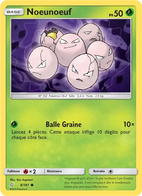 Carte Pokémon Noeunoeuf 008/181, extension Duo de Choc