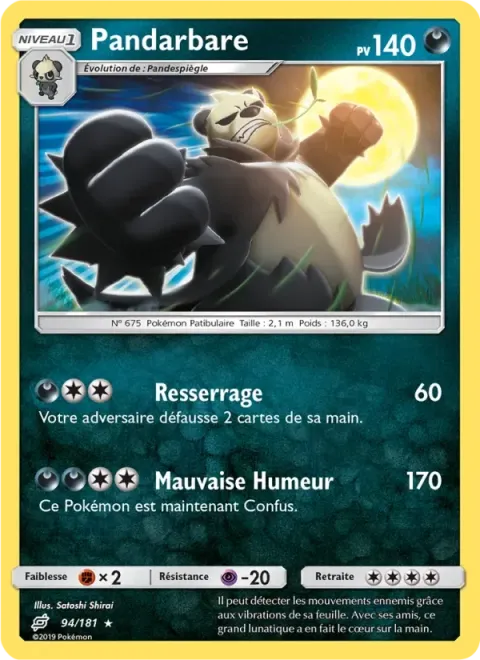 Carte Pokémon Pandarbare 094/181, extension Duo de Choc