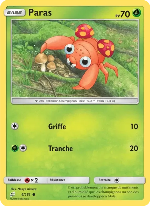 Carte Pokémon Paras 006/181, extension Duo de Choc