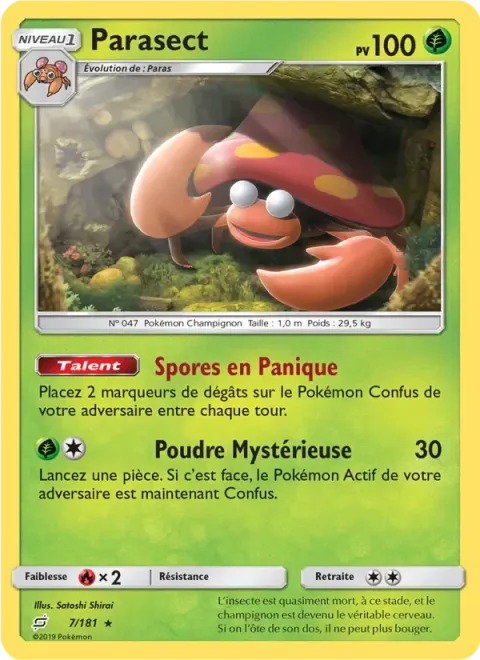 Carte Pokémon Parasect 007/181, extension Duo de Choc