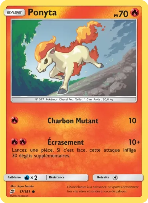 Carte Pokémon Ponyta 017/181, extension Duo de Choc