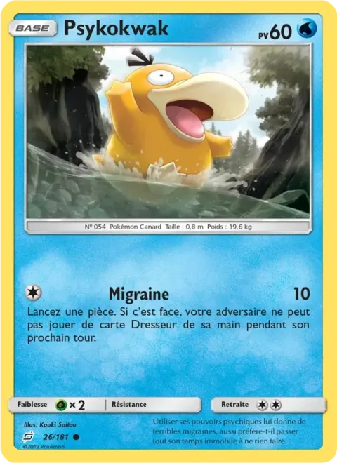 Carte Pokémon Psykokwak 026/181, extension Duo de Choc