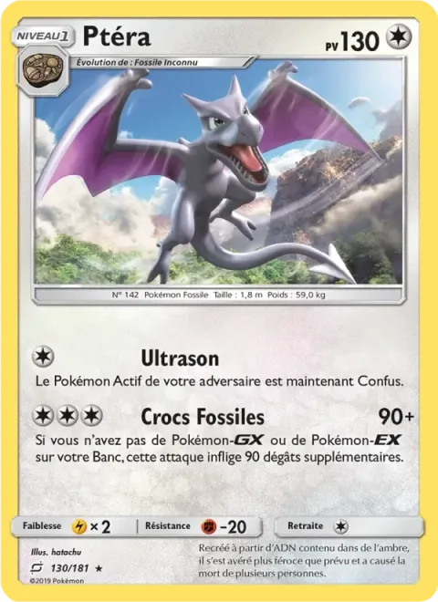 Carte Pokémon Ptéra 130/181, extension Duo de Choc