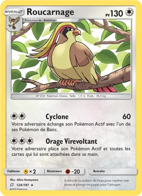 Carte Pokémon Roucarnage 124/181, extension Duo de Choc