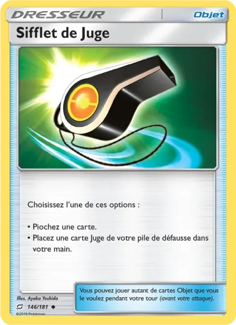Carte Pokémon Sifflet de Juge 146/181, extension Duo de Choc