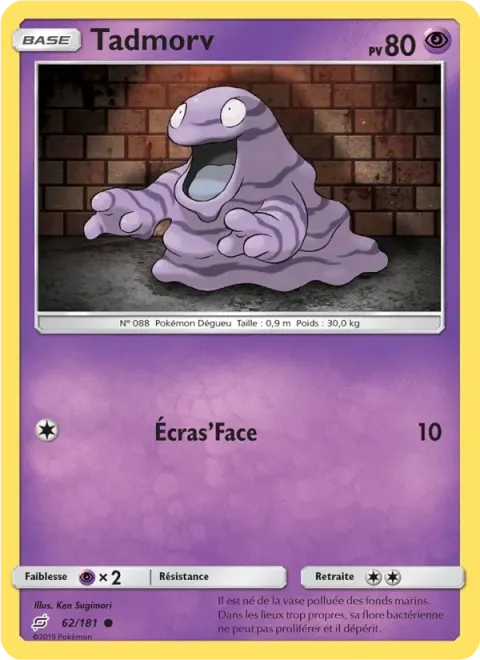 Carte Pokémon Tadmorv 062/181, extension Duo de Choc