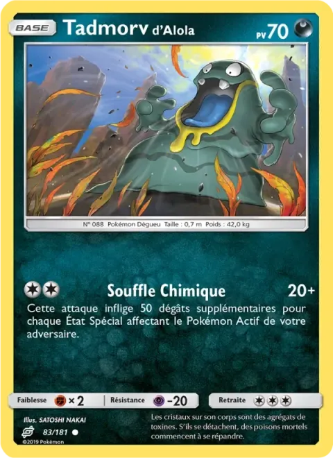 Carte Pokémon Tadmorv d’Alola 083/181, extension Duo de Choc