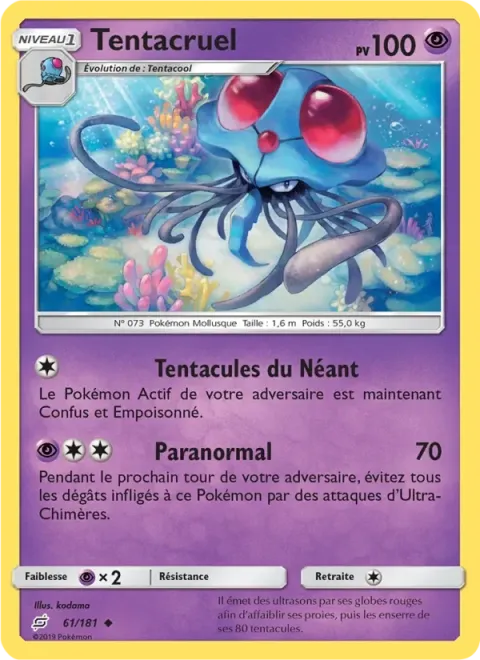 Carte Pokémon Tentacruel 061/181, extension Duo de Choc
