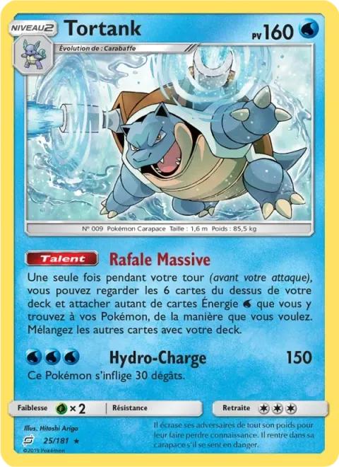 Carte Pokémon Tortank 025/181, extension Duo de Choc