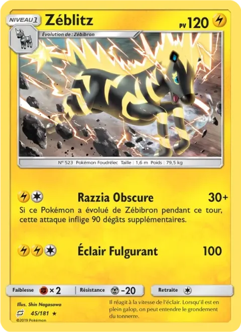 Carte Pokémon Zéblitz 045/181, extension Duo de Choc