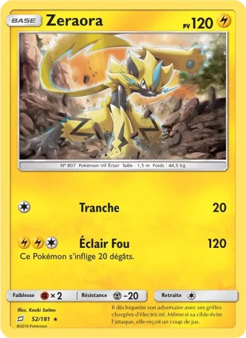 Carte Pokémon Zeraora 052/181, extension Duo de Choc