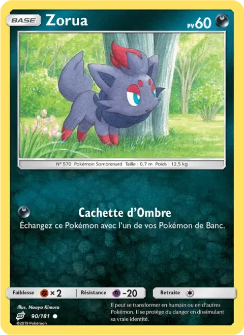 Carte Pokémon Zorua 090/181, extension Duo de Choc