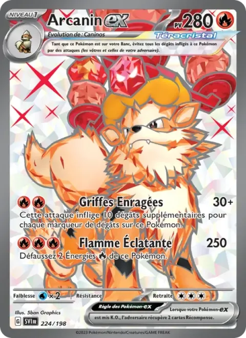 Carte Pokémon Arcanin-ex 224/198, extension Écarlate et Violet
