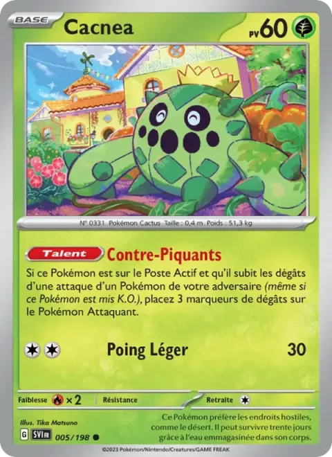 Carte Pokémon Cacnea 005/198, extension Écarlate et Violet