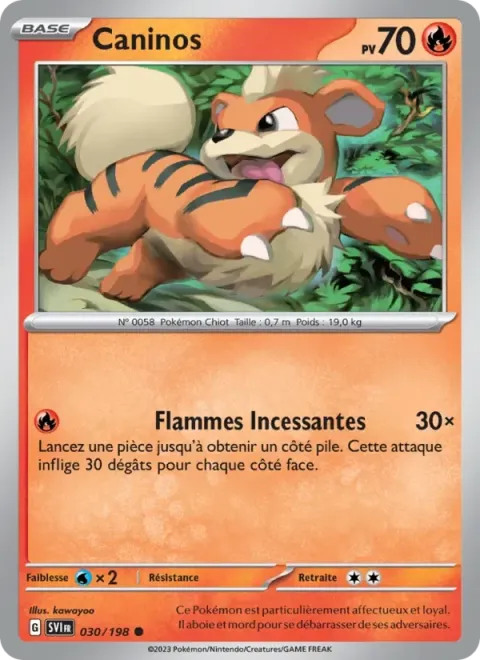 Carte Pokémon Caninos 030/198, extension Écarlate et Violet