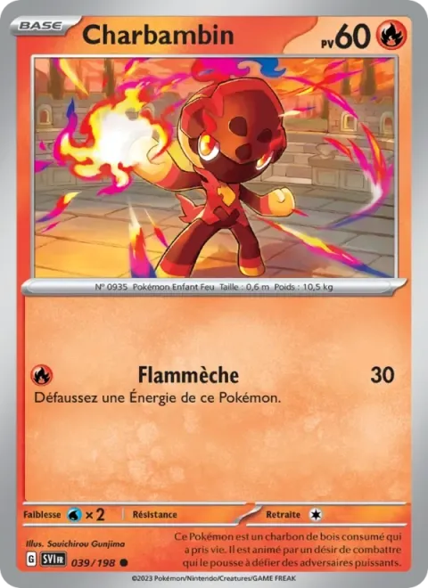 Carte Pokémon Charbambin 039/198, extension Écarlate et Violet