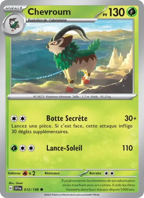 Carte Pokémon Chevroum 012/198, extension Écarlate et Violet