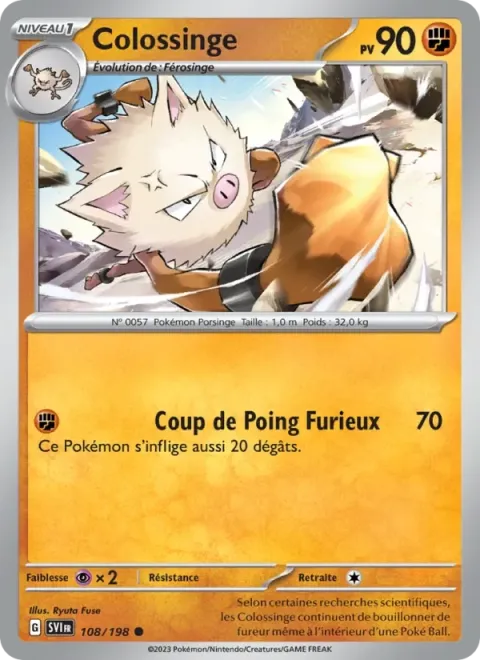 Carte Pokémon Colossinge 108/198, extension Écarlate et Violet