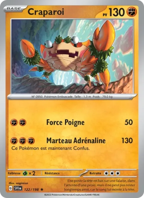 Carte Pokémon Craparoi 122/198, extension Écarlate et Violet