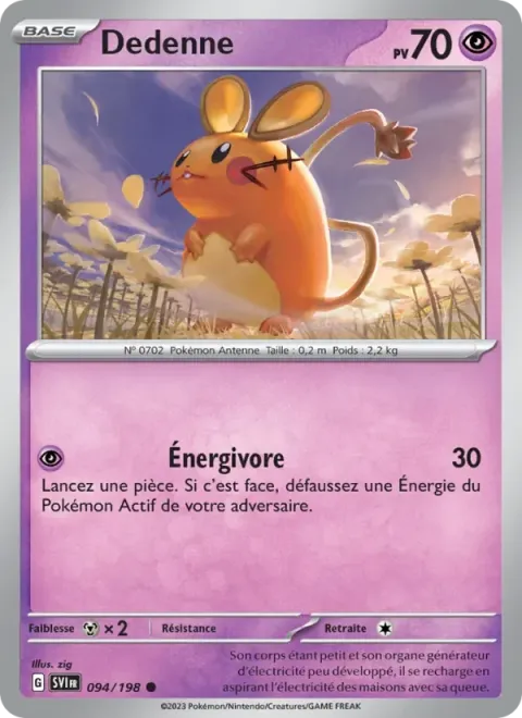 Carte Pokémon Dedenne 094/198, extension Écarlate et Violet