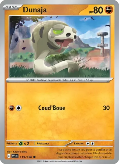 Carte Pokémon Dunaja 119/198, extension Écarlate et Violet