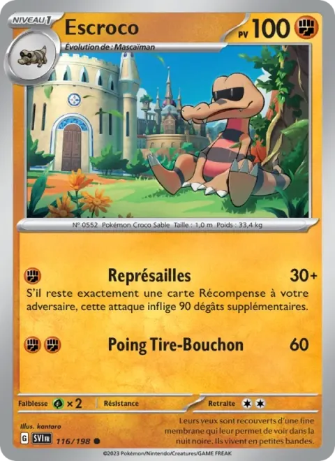 Carte Pokémon Escroco 116/198, extension Écarlate et Violet