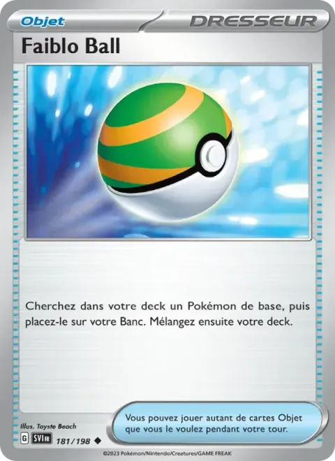 Carte Pokémon Faiblo Ball 181/198, extension Écarlate et Violet