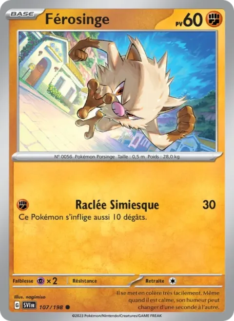 Carte Pokémon Férosinge 107/198, extension Écarlate et Violet