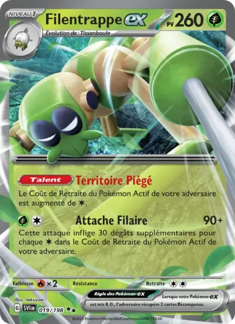 Carte Pokémon Filentrappe-ex 019/198, extension Écarlate et Violet