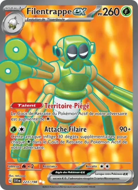 Carte Pokémon Filentrappe-ex 223/198, extension Écarlate et Violet