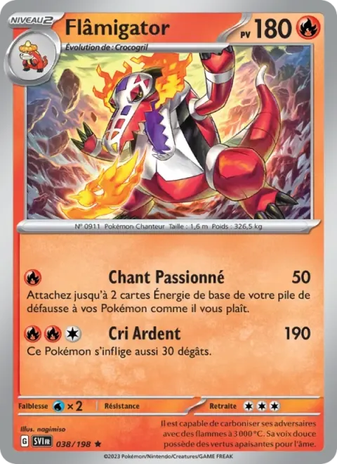 Carte Pokémon Flâmigator 038/198, extension Écarlate et Violet