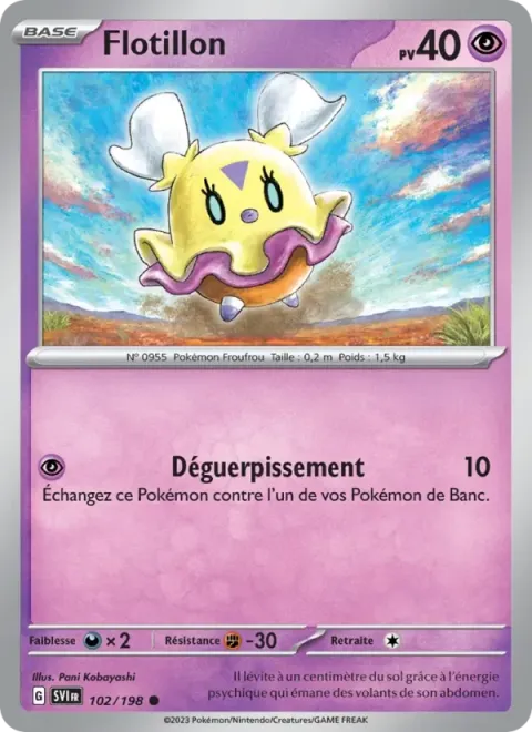 Carte Pokémon Flotillon 102/198, extension Écarlate et Violet