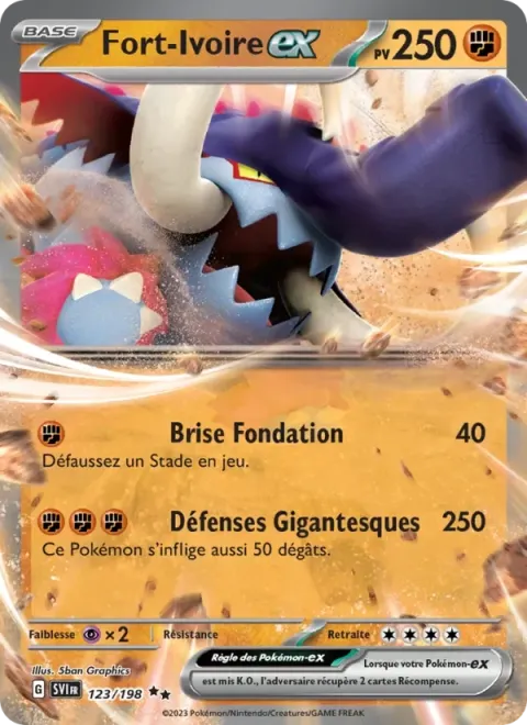 Carte Pokémon Fort-Ivoire-ex 123/198, extension Écarlate et Violet