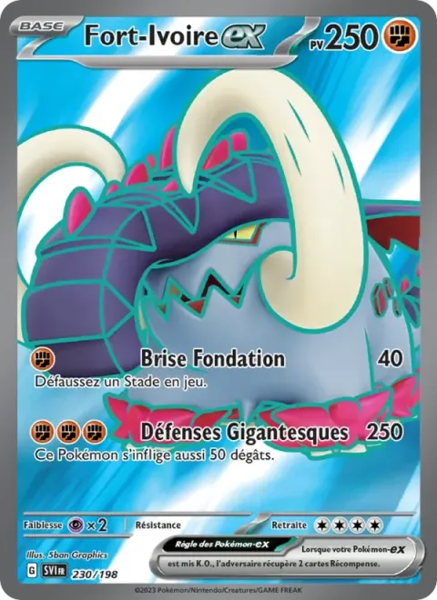 Carte Pokémon Fort-Ivoire-ex 230/198, extension Écarlate et Violet