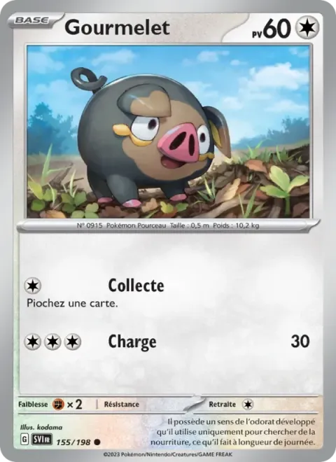 Carte Pokémon Gourmelet 155/198, extension Écarlate et Violet