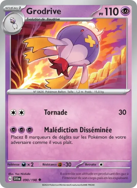 Carte Pokémon Grodrive 090/198, extension Écarlate et Violet